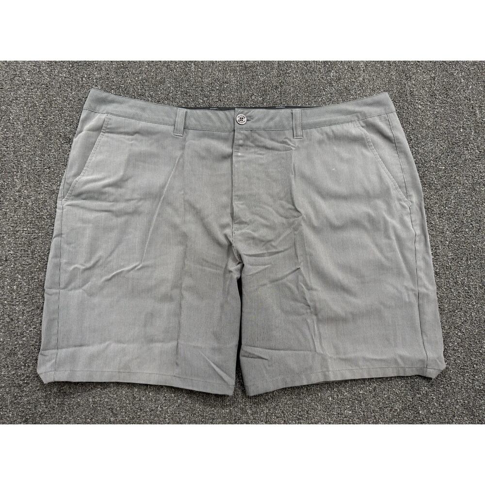 Travis Mathew Men's Gray Striped Performance Golf Chino Shorts Size 40